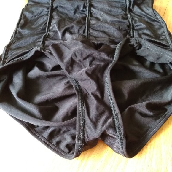 Vintage YSL Swimsuit Sz 14 Yves Saint Laurent Black Ruched 1 Piece Bathing Suit - Picture 16 of 16